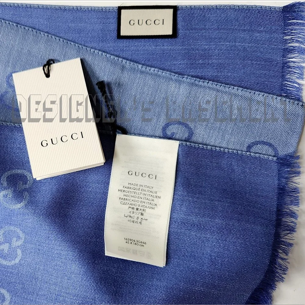 GUCCI Blue & Periwinkle GGNAT wool & silk 18